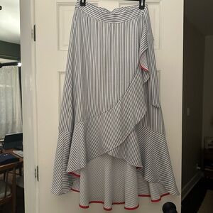 Vince Camuto Stripe Ruffle Faux Wrap Maxi Skirt